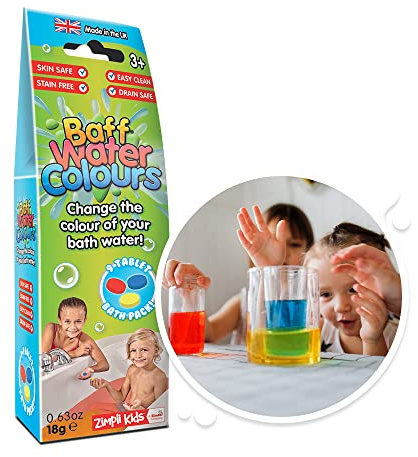 ZIMPLI 9 Use Baff Water Colours, Bath Drops, Colour Tabs, Learning & Educational Bathtime Activities, Pocket Money Bath Toy, Birthday Gift for Kids