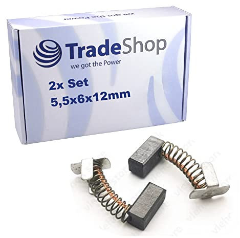 2x Trade-Shop Motorkohlen/Kohlebürsten/Kohlestifte 5,5x6x12mm für Bosch GDR 18 V-LI (3 601 JA1 000, 3 601 JA1 050, 3 601 JA1 080, 3 601 JA1 0B0)