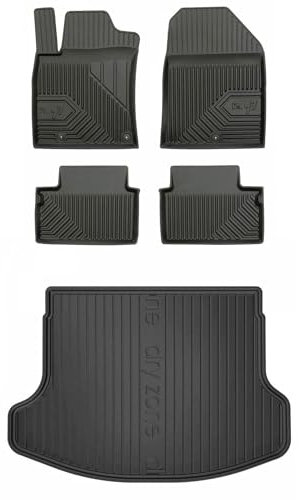 MOTOS Satz Gummifußmatten und Kofferraummatten passend für Hyundai i30 III ab 2017 Heckklappe, ohne höhenverstellbaren Kofferraumboden, Kofferraumablage Verbessern Sie Ihren Reisekomfort mit Antirutsc