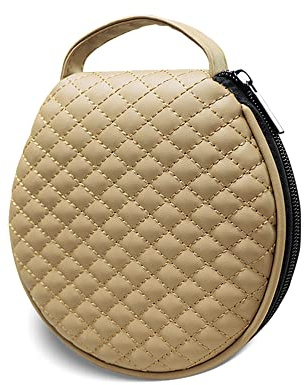 HAPLIVES Portable CD Case,20 Capacity Round CD Holder Microfiber Leather DVD Storage Bag CD Wallet Holder Organizer DVD Pouch with Zipper for Car Office Living Room Home Travel(Beige)