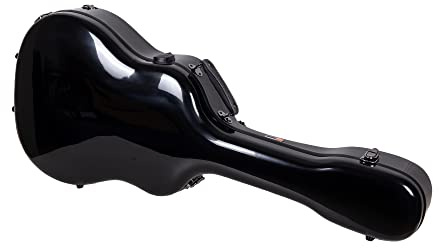 Crossrock Fiberglas Jazz Gitarrenkoffer – passend für 43,2 cm untere Bout Arch Top Jazz Akustikgitarre – gepolsterte Gurte, Innenfach, Feste und abnehmbare Polsterungen – inklusive TSA-Schloss,