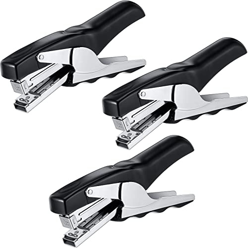 Yexiya Heavy Duty Plier Stapler Heavy Duty Office Hand Held Stapler Effortless 50 Sheet Capacity Desk Good for Stapling Home Warehouse School, Black(3 Pcs)