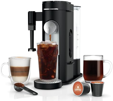Ninja Pod & Grounds Specialty - Cafetera monodosis, compatible con cápsulas K-Cup, molinillos de infusión, diseño compacto, espumador de leche integrado, depósito de 1,6 l, taza de 680 ml, tamaño: