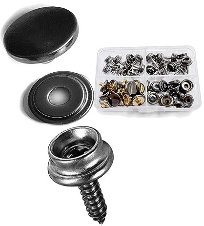 Druckknöpfe 15mm Schwarz Druckknöpfe für Lederhandwerksjacke Handtasche Brieftasche