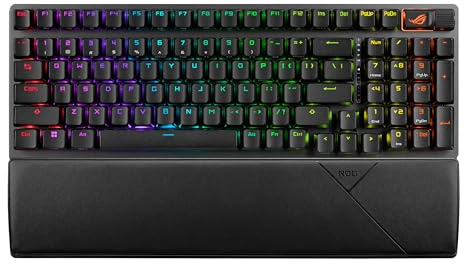 ASUS ROG Strix Scope II 96 Clavier de Jeu mécanique sans Fil – 96% Pleine Taille, Connexion trimode, Compatible Bluetooth, commutateurs linéaires pré-lubrifiés ROG NX Snow pré-lubrifiés, Touches PBT