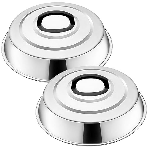 Round Basting Cover - 2 Pieces, 12.2 Inch Metal Steamer Dome Grill Accessories for Blackstone, Cheese Melting Dome for Griddle Cooking & Steaming, Good for Outdoor & Indoor