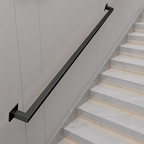 SXBHDM Pasamanos de Escalera para Montaje en Pared, Tubo Cuadrado, barandilla de Escalera, Barra de Agarre, pasamanos de Hierro Forjado Negro para escaleras Exteriores e Interiores (Size : 420cm)