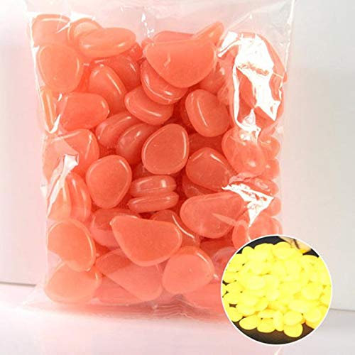 ZOLULA Dekosteine Kieselsteine 100 stücke Glow im dunklen Garten Kieselglühsteine ​​Felsen Felsen für Gehwege Gartenweg Patio Rasen Garten Yard Decor Leuchtsteine (Color : Orange)