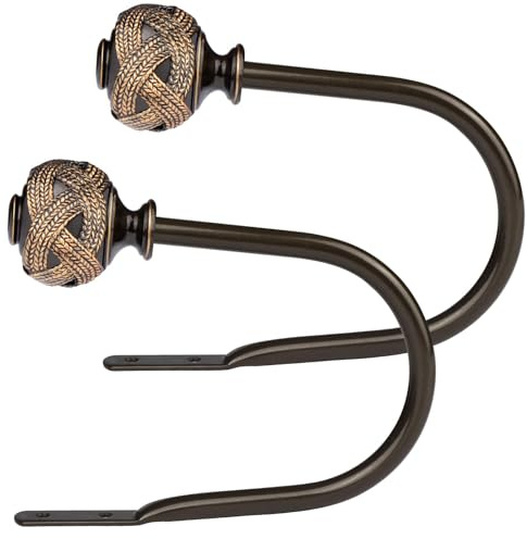 USFOOK Bronze Curtain Holdbacks, Decorative Drapery Tiebacks, 2 Pack/1 Pair