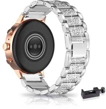 AireWiki Pulsera compatible con Fossil Gen 6 Women Hybrid Watch pulsera de acero inoxidable para hombre mujer elegante brillante metal correa de reloj para Fossil Gen 6 Women Hybrid Watch (plata)