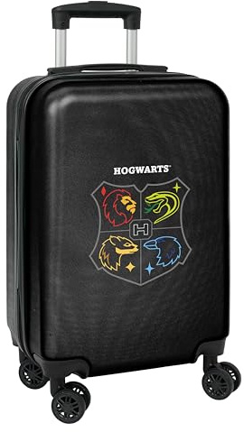 Harry Potter House of Champions - Trolley de Cabina 20 Pulgadas, Maleta con Ruedas, Candado de Seguridad, Maleta Ligera, 34.5x20x55 cm, Color Gris Melange/Negro