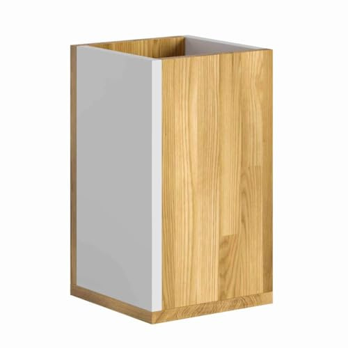 DEERHORN® Papierkorb aus Holz 14L - Mülleimer für Kinderzimmer, Büro, Wohnzimmer & Badezimmer - Schwarz/Weiß, 38 x 22 x 22 cm