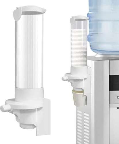 Porta bicchieri di carta – Dispenser per acqua, supporto per tazze, montaggio parete, organizer con bottone automatico, dispenser per acqua, porta bicchieri da 200 ml, porta bicchieri da bagno