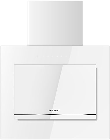 Infiniton Campana de extraccion CMPTRAL-A64B Acabado Cristal Blanco Ancho 60cm Potencia de extraccion 800m3/h Panel tactil 3 Niveles de potencia Filtro de aluminio Luz Led Clase A (Blanco)