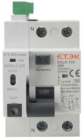 Interruptor Diferencial Auto Rearmable 2P 40A 300mA Tipo A Superinmunizado | 3 intentos de reconexión, Previene incendios, Reduce disparos intempestivos, Incluye cables, Superinmunizado