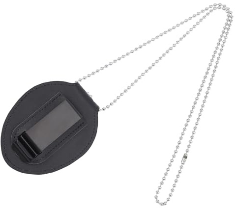 NICENEEDED Schwarzer Polizeiausweis- und Sicherheitsausweishalter mit Metallkette, Stellvertreter-Abzeichenhalter für Polizeibeamte