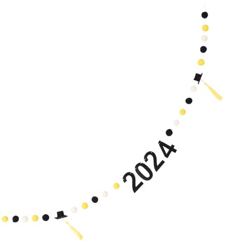 MOBUTOFU 1satz Graduation Banner Mit Wollball-tasseln Dekorative Girlande Für Abschlussfeiern Fotohintergrund Und Feierlichkeiten