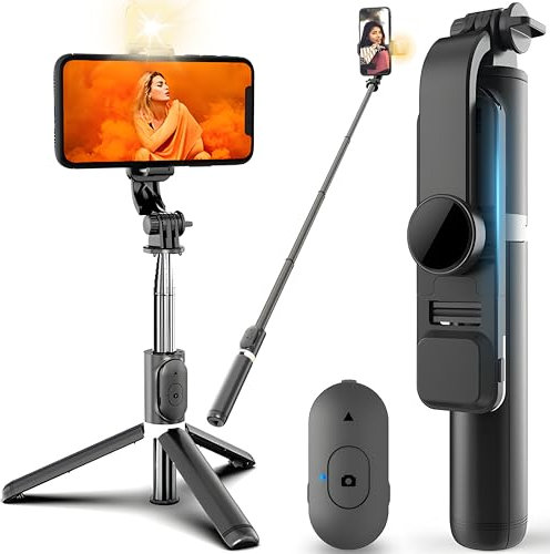 Retoo Selfie Stick Bluetooth trípode extensible hasta 104 cm teléfono móvil giratoria 360° soporte mando a distancia inalámbrico smartphones