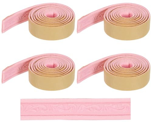 QUARKZMAN 4Pcs 3D Bande de Moulure Auto-Adhésive pour Mur 90x1.57 Flexible à Coller pour Encadrement de Miroir de Porte Armoire, Joint de Cadre de Scellement, Rose