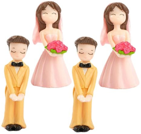 NULYLU 2paare Miniatur Figuren Micro Landschaft Ornamente Für Kuchen Heimdekoration Valentinstagsgeschenk Hochzeitsdeko Figuren Für Hochzeitstortenaufsätze