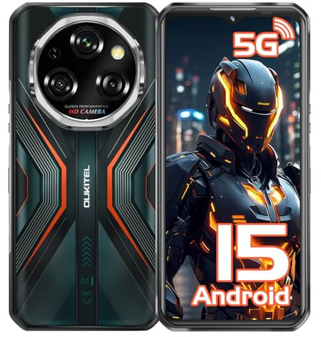 OUKITEL WP55 Android 15 Rugged Smartphone 5G, 36GB+256GB/TF 2TB Mobile Phones, 11000mAh(33W) Battery, 6.6 FHD+120HZ Display, 108MP Camera, 5G Dual SIM Phone, IP68/IP69K Waterproof Phone, NFC/GPS/OTG