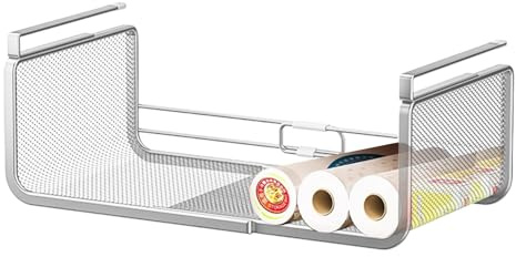 Cestino per ripiano inferiore, espandibile, organizer espandibile, scaffale portaoggetti da appendere, cestino multifunzionale per armadio, bagno, cucina, armadio, soluzione