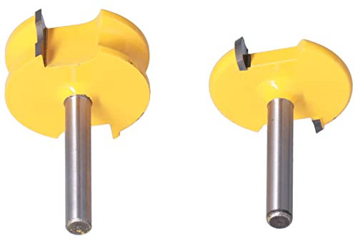BRRNOO Router Bit per Lavorazione del Legno, Set 2 Pezzi 1/4 Gambo Giallo T Slot Tracce Porta di Taglio a Fessura