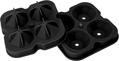 Molde de cubos de hielo en forma de diamante Silicona bandejas de cubos de hielo no es fácil quitar para el horno refrigerador lavavajillas de microondas seguros 2 piezas (Negro)