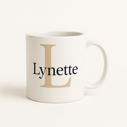 Pet-Jos personalisierte Kaffee-Tasse mit Namen und Buchstabe, Keramiktasse mit 330 ml Fassungsvermögen