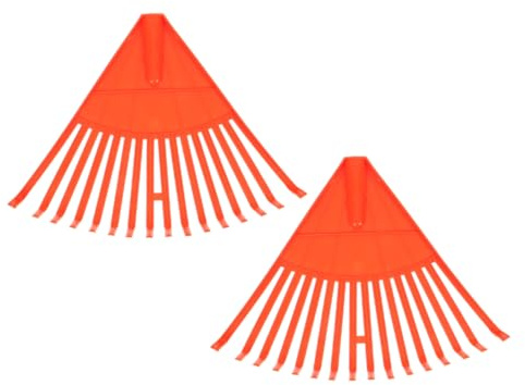 TOBBOMEY Rastrillo para Hojas y Césped Resistente 16 Dientes Plástico Naranja 2 Piezas Jardín y Limpieza De Césped Eficaz para Hojas y Artificial