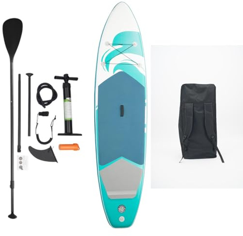 Stand Up Paddling Board, mit Finnen, Verstellbares Paddel, Pumpe und Aufbewahrungstasche, Tragkraft bis 150Kg, Komplettes Zubehör Paddle Board für Yoga, Reiseexpeditionen, Surfspots