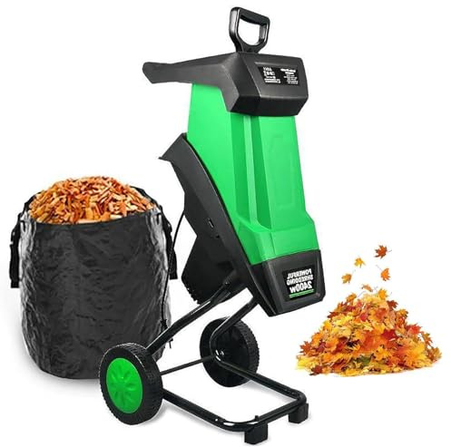 FHRKA Déchiqueteuse à Bois Broyeur - Déchiqueteuse de Jardin électrique 2400W avec Sac de Collecte de 50L, Vitesse à Vide de 4500 TR/Min