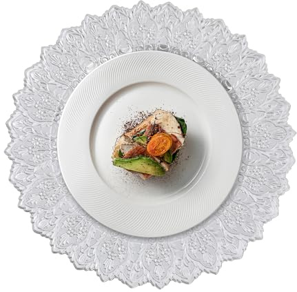 Antike Platzteller, 33 cm Weihnachtsteller, Platzteller für das Abendessen, Platzteller für die Tischdekoration bei Hochzeitsfeiern für Partys, Hochzeiten, Bankette, Restaurants, Hotels (Silber)