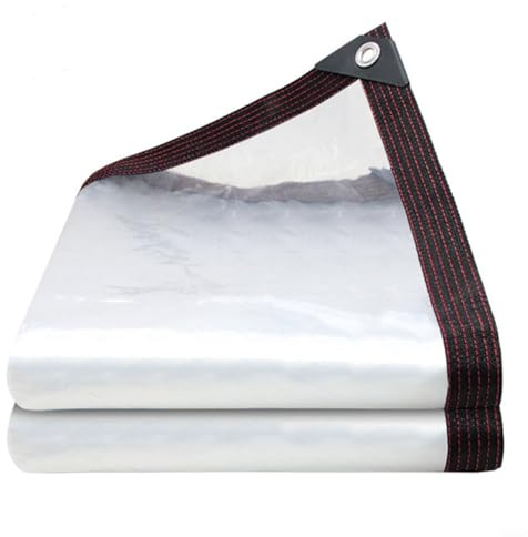 Bâche de protection en PVC, transparente, imperméable, résistante aux UV, avec œillets inoxydables, 2 x 2 m à 2 x 6 m, pour voiture, camping-car, terrasse, serre, jardin et poulailler (2 x 8)
