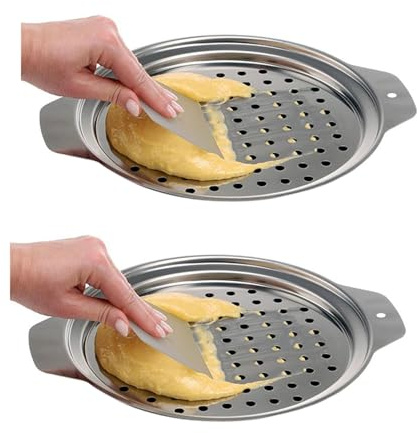 Rastapulz 2 x rostfritt stållock för Spätzle-Maker med skrapa, traditionell äggnudlar, stekpanna, kastrull, spaghettisil
