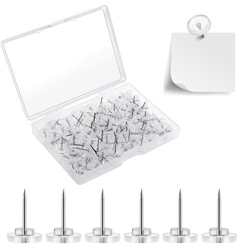 220 Pcs Clear Push Pins, Transparent Thumb Tacks for Cork Board, Notice Board, Bulletin Board, Photo Wall and Office Use
