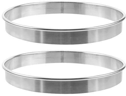 TOYANDONA 2pezzi Anelli per Pizza Rotondi in Acciaio Inox Anelli per Torte e Dessert Riutilizzabili Utensili da Cucina per Preparare Pizza Muffin e Biscotti