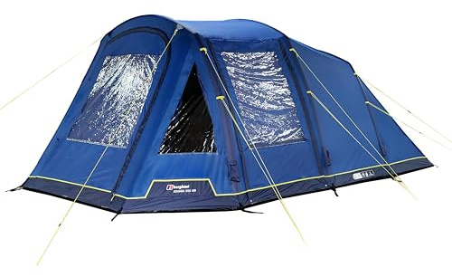 Berghaus Air Adhara 500 Nightfall 5 Man Tent with Darkened Bedrooms & Spacious Living Area, 5 Person, Easy to Pitch, Tunnel Design, Ideal for Family Camping & Festivals, 6000mm HH, Blue