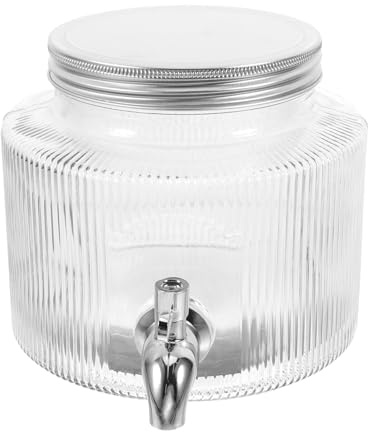 HEALLILY Dispensador Agua Cristal de Vidrio 2.8l Grifo para Jugos y Limonada, Material Seguro y Fácil Mantenimiento, Adecuado para Cocina y Uso en Casa