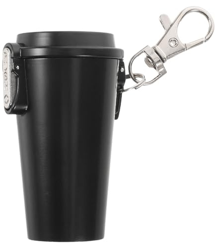 KALLORY Cenicero a Prueba de Viento Negro de Metal con Tapa y Llavero, pequeño y portátil, Estilo Minimalista para Uso en Coche y Viajes, Accesorio para papá
