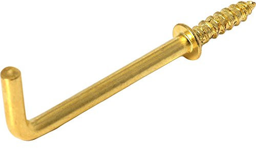 White Hinge 20x Large Brass Screw in Dresser Hooks - 38mm/1.5 Square Shouldered L Shape Cup Hooks
