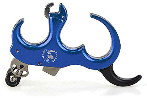 SHARROW Compoundbogen Release Aid Automatische 3 Finger Daumen Freisetzung 4 Finger Bogen Freigabe Bogenschießen Spannhilfen Hand Release (Blau)