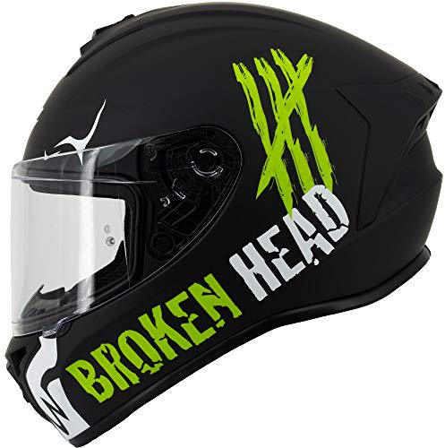 Broken Head Motoradhelm Adrenalin Therapy X4 - Sportlicher Integralhelm - Schwarz-Weiß Matt - Größe L (59-60 cm)