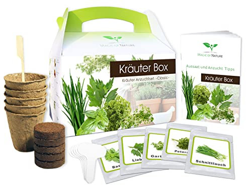 Magic of Nature Kräuter Box CLASSIC Anzuchtset zum Selberzüchten oder zum Verschenken - das perfekte Geschenk für jeden Anlass
