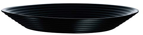Harena Lined Opal Glass Dinner Set Dinnerware Tableware Plates Microwave Safe Dishwasher Safe Dining Modern (Black, 6 Soup Bowls)