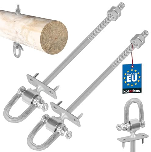 KOTARBAU® Juego de 2 Ganchos M10 x 190 mm Gancho para Columpio Jardin Sillas Colgantes Hamaca Jardin Gancho para Colgar con Grillete y Perno Fijación de Pernos Galvanizado