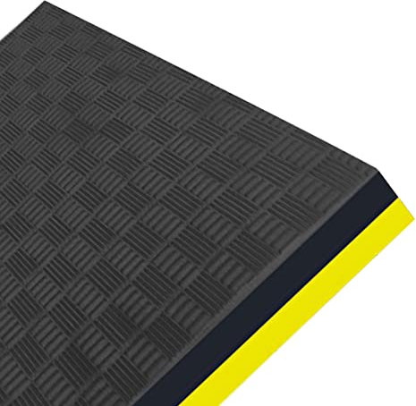 Kann Aufgerollt Matte für Laufbänder,Heimtrainer, Ellipsentrainer, Fitnessgeräte Matte,Schallschutzmatte Bodenschutzmatte Rutschfest Unterlage Antivibrationsmatte EVA Matte Black+Yellow-200×100×2.5 cm