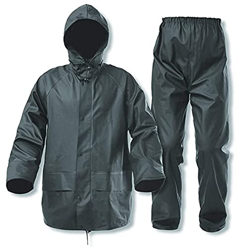 ZOEGO Trajes de lluvia para hombres, mujeres, impermeable, resistente, impermeable, para pesca, chaqueta y pantalones, capucha oculta(Verde,L)