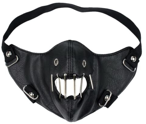 ansu Gothic Punk Rock Steampunk Halbgesichtsmaske für Motorradfahrer, Schwarz, 24 x 15 cm, winddicht, staubdicht, Elastisches Kopfband, Unisex, Erwachsene, Sportmaske