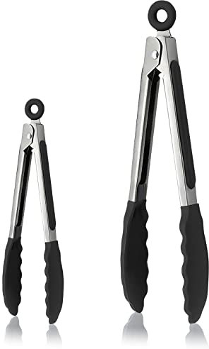 Küchenzange, 2 Stück XIACIBDUS Silikon-Kochzange, Fleischzange Lebensmittelzange mit rutschfesten Silikongriffen, Smart Padlock, BPA-freie Lebensmittelzange, Brotzange, Salat Servierzange(23, 30 cm)